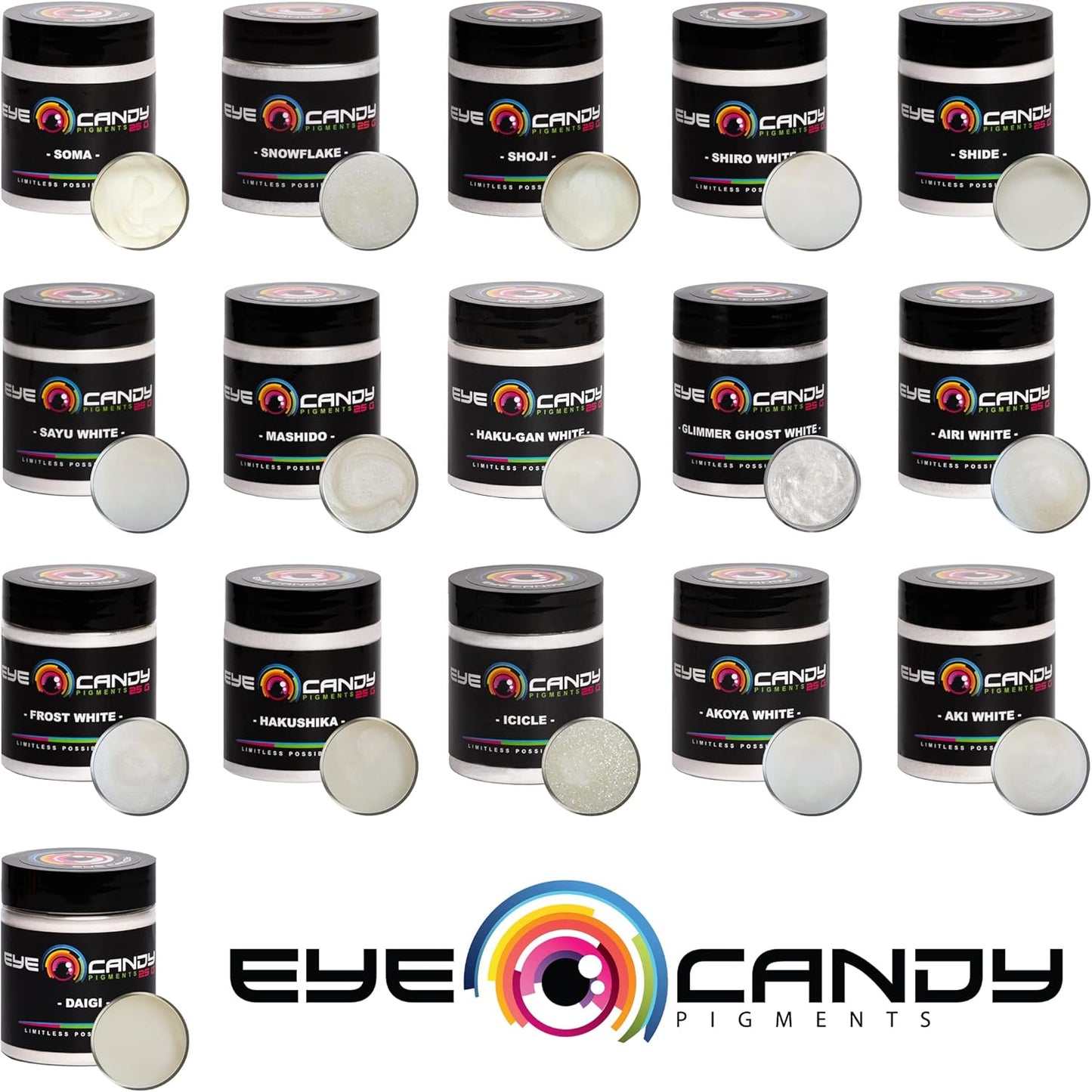 Eye Candy Pigments Premium White Mica Powder - Shide (25gr) - for Epoxy, Resin, Soap, Paint, Woodworking, Acrylic Pouring, Bath Bombs, Fishing Lures - DIY Arts and Crafts Additive
