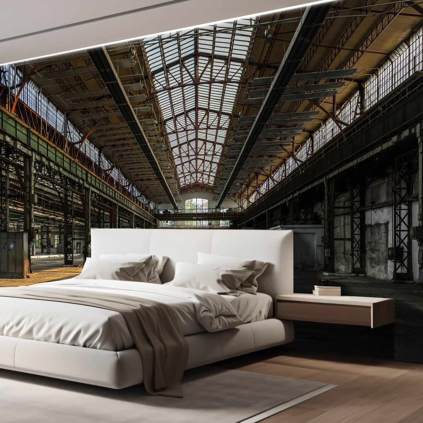 wall26 Wall Sticker/Wall Mural Industrial Interior of an Old Factory Building, Not Peel and Stick, Non-Woven Wallpaper Decorative for Bedroom, Living Room, Office - 120x120 inches