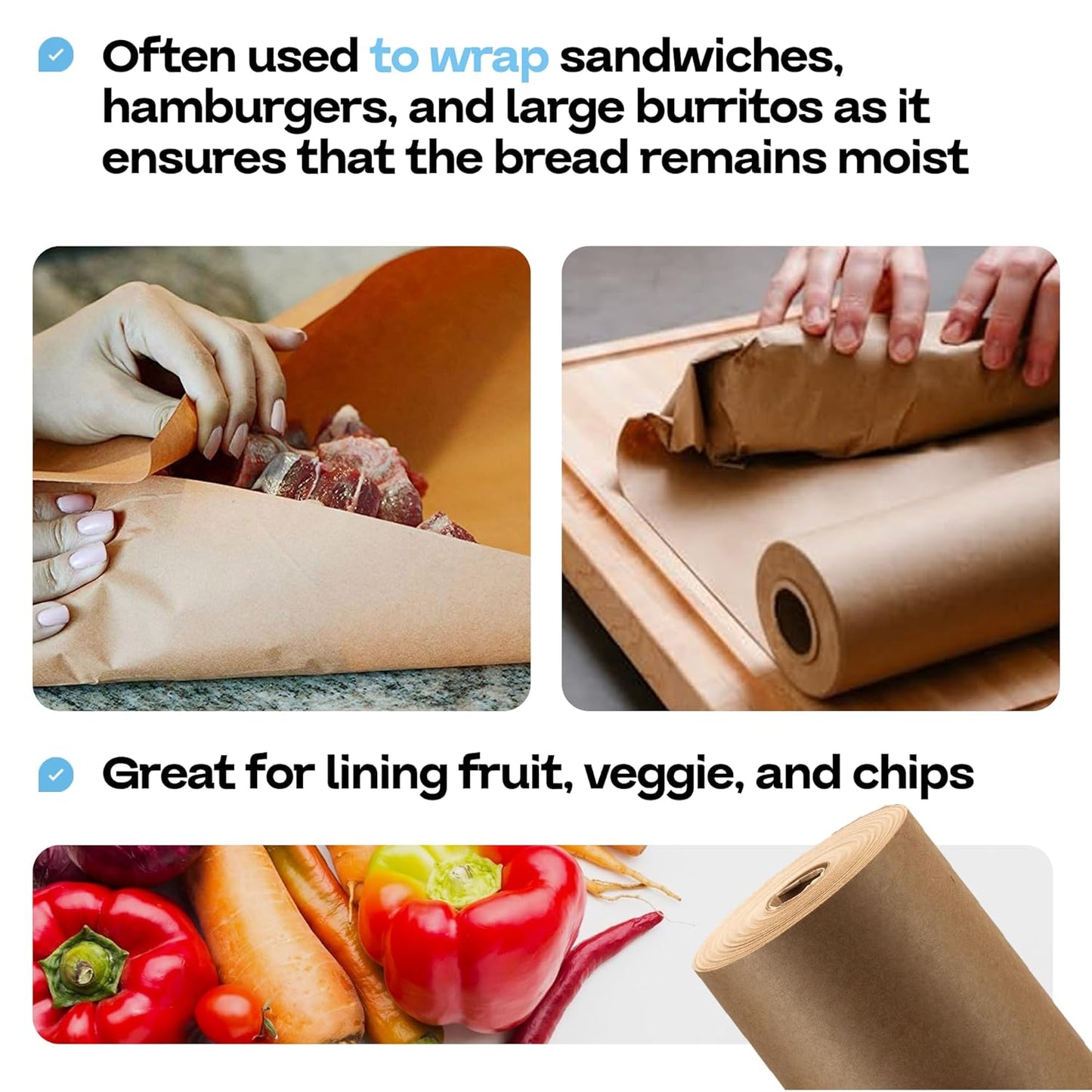 Brown Freezer Paper Roll 18" x 1800" (150 feet) with Cutter - USA-made Freezer Paper for Meat & Fish - Poly-Coated Food Wrapping Material for Freezing - Barrier Against Air & Moisture by IDL Packaging