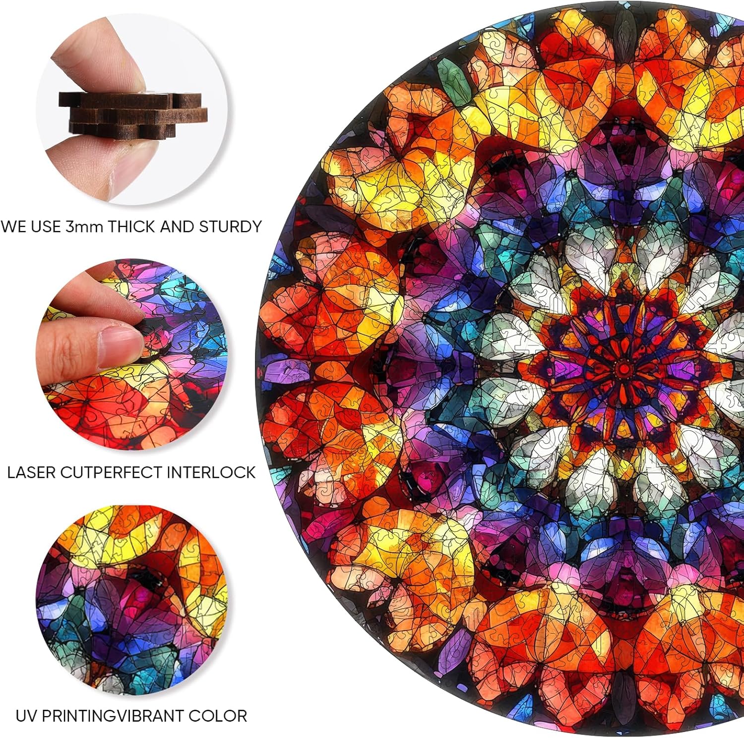 Puzzles for Adults Crystal Mandela Wooden Puzzles, 200 Pieces Unique Shaped Liberty Jigsaw Puzzles, Creative Toys for Adults and Kids, Fun Challenge Family Game 11.2'' x 11.2''