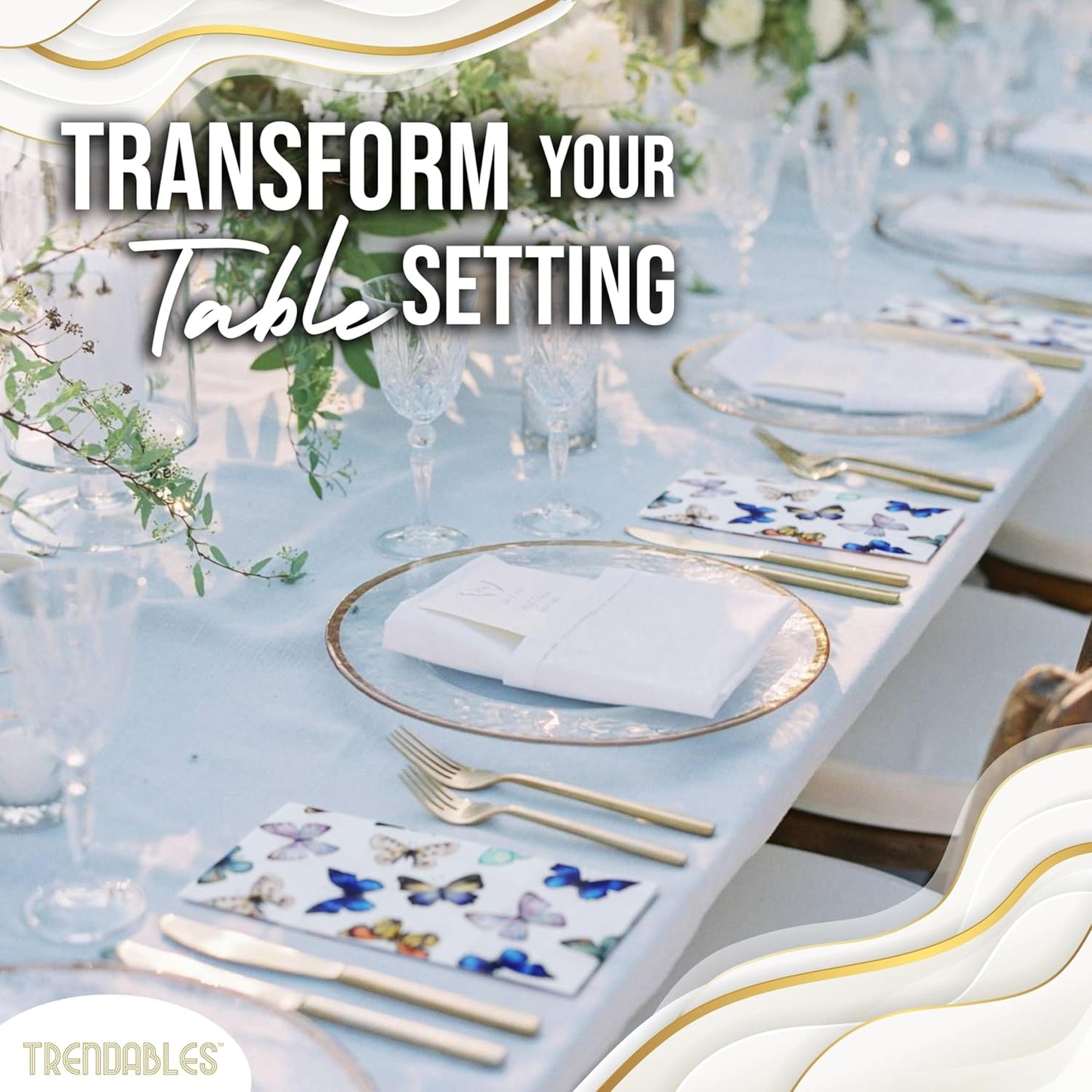 Trendables Butterfly Napkins for decoupage 200 Pcs 3 Ply Butterfly paper napkins decorative Guest Towels Disposable Bathroom, For Tea Party Decorations, Dinners & Weddings