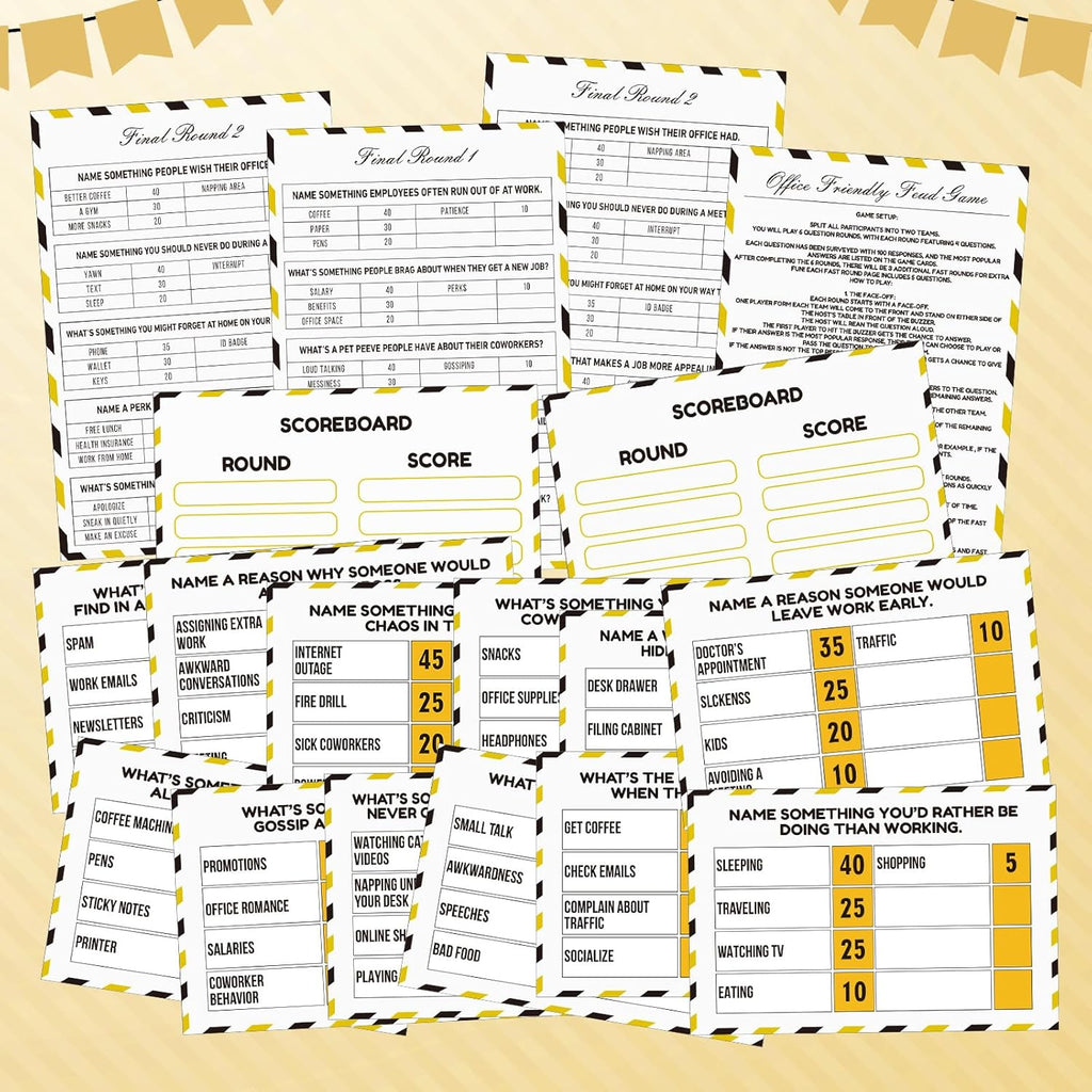 Office Party Friendly Feud Game with 2 Answer Buzzers, Team Building Feud Cards for Family Game Night Fun Trivia Quiz for Work Staff Coworkers Groups