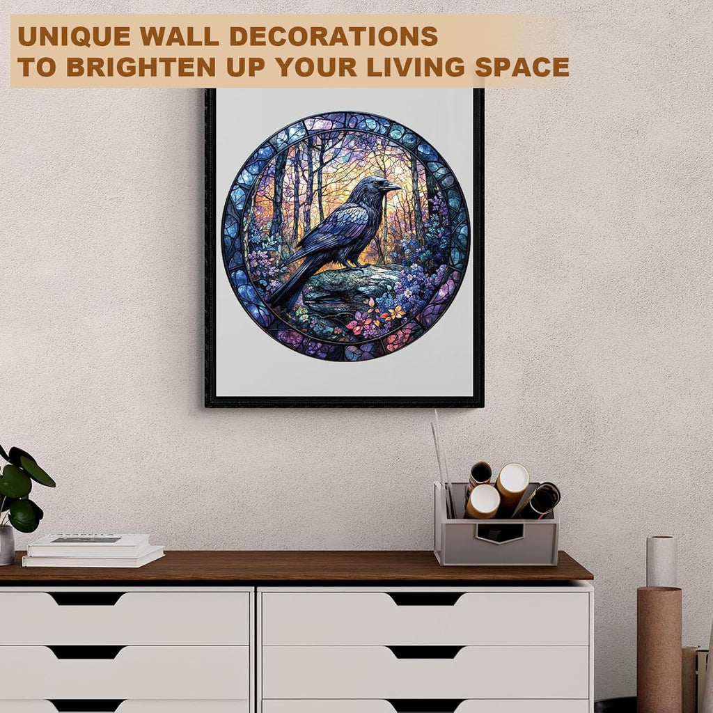 Wooden Puzzles for Adults, Wooden Jigsaw Puzzles, Exquisite Raven Puzzle, Gifts for Family or Friends for Any Holiday.（8.5 * 8.5 in 100pcs）