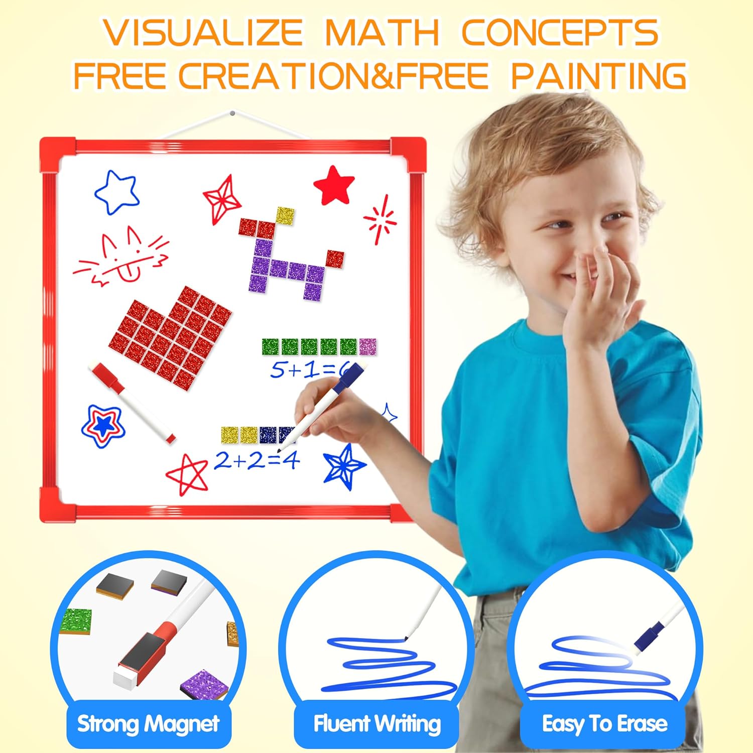 GLEEHAPY Learning Educational STEM Toy,Mosaic Magnetic Puzzle,300 Foam Building Blocks with 20 Patterns,Math Counting Activities, Montessori Sensory Art Kit Gift for Boy Girl Kids 4 5 6 7+