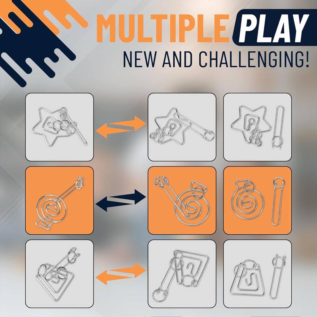 Metal Puzzles Brain Teaser, 24pcs Metal Wire Puzzles for Adults Kids Teenagers, Classical Mini Mind Ring Puzzle Set, Educational IQ Unlock Interlocking Toy Lock Puzzle Gift Set