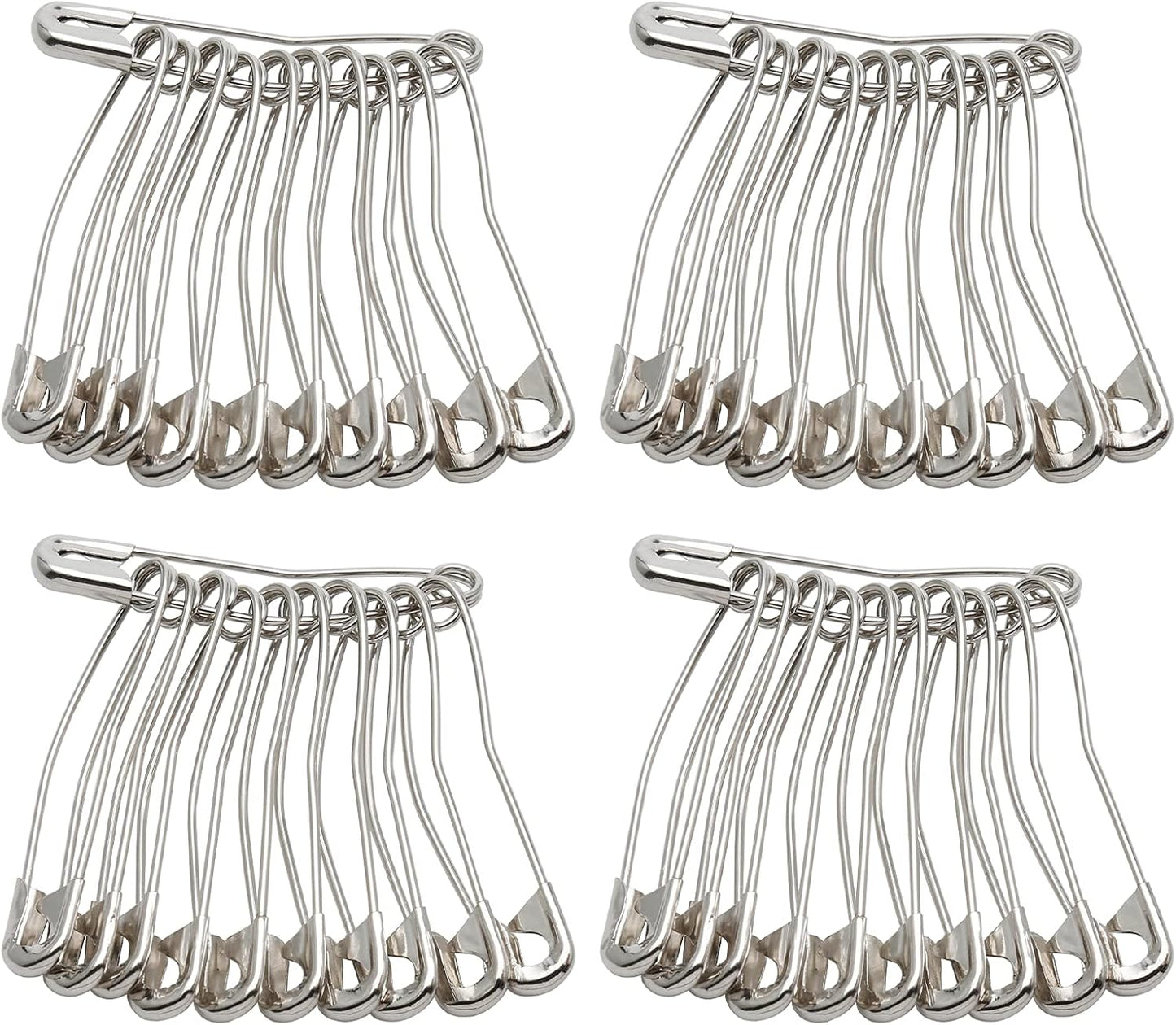 60Pcs Curved Safety Pins Size 4, 2-1/4 inch / 57mm Quilting Basting Pins, Bent Safety Pins for Quilting and Knitting (Sliver)