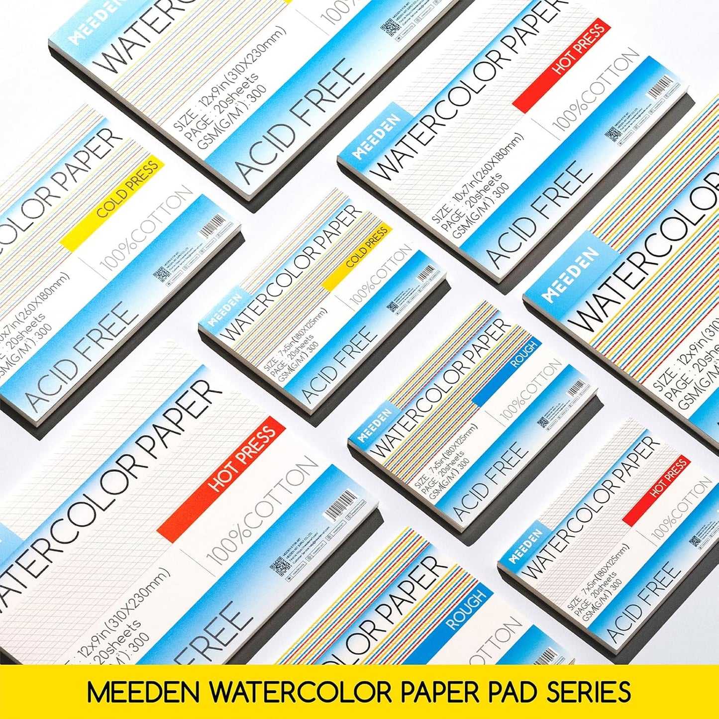 MEEDEN Watercolor Paper Block, 100% Cotton Watercolor Paper Pad of 20 Sheets, 140lb/300gsm, Acid-Free Art Paper for Watercolor, Gouache, Ink and More, 10" x 7" Cold Press