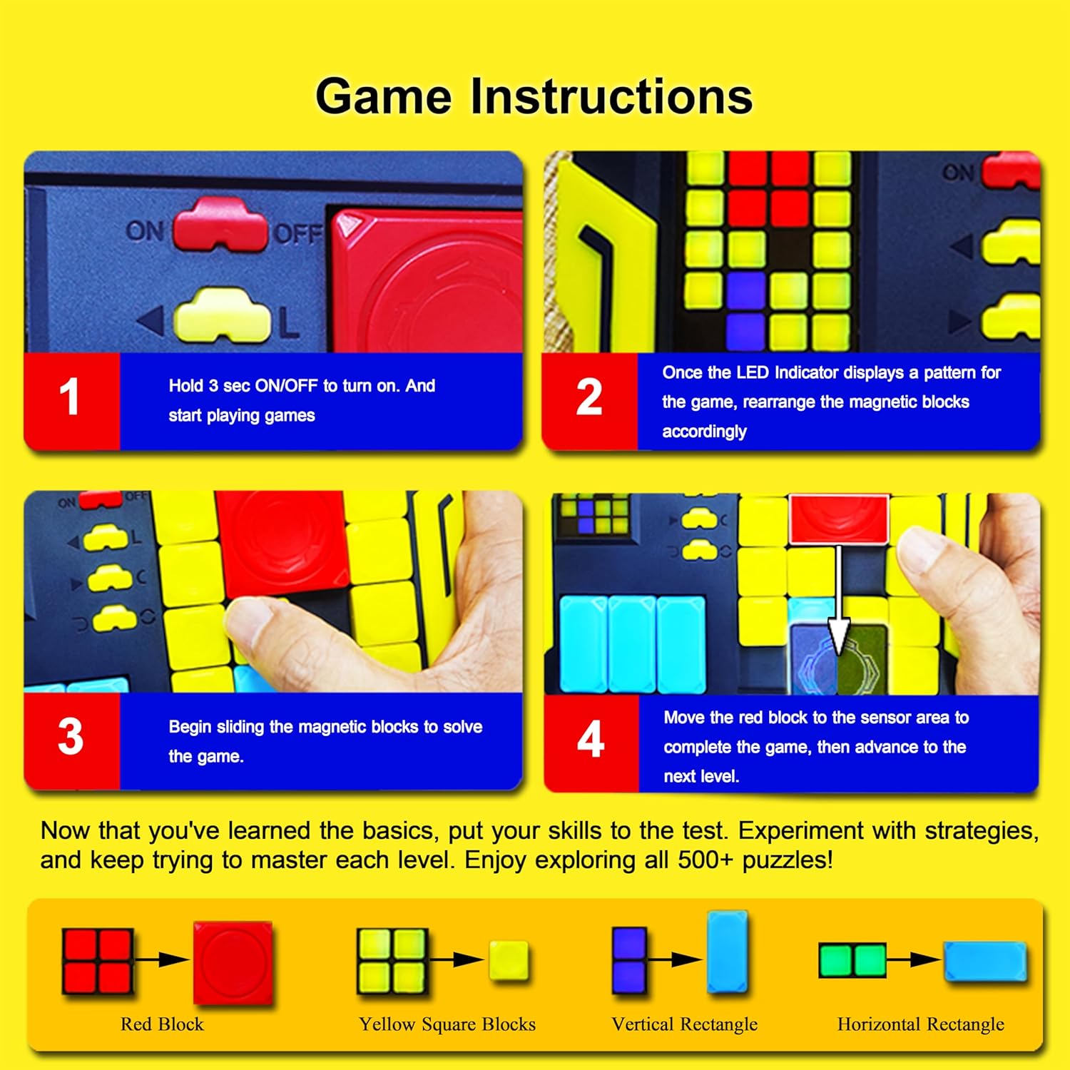 Super Slide Puzzle: Over 500 High-Level IQ Challenges, Exciting Educational Brain Teaser for Kids & Teens, Quality-Made, Great Travel & Gift Option (White/Red)