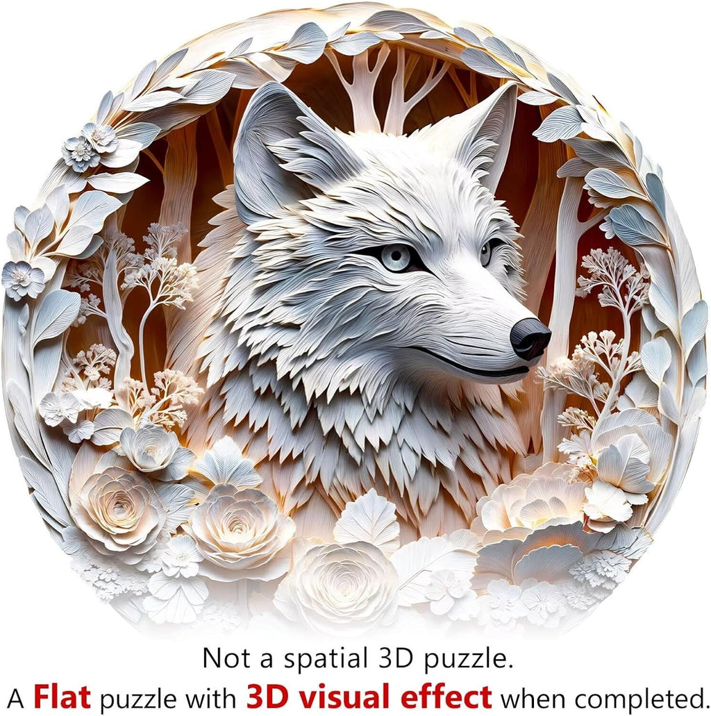 Wooden Puzzles Adults, 3D Wolf Wooden Puzzles 100 Pieces, Unique Animal Shaped Wood Challenging Jigsaw Puzzles Gifts for Adults, 8.5x8.5in