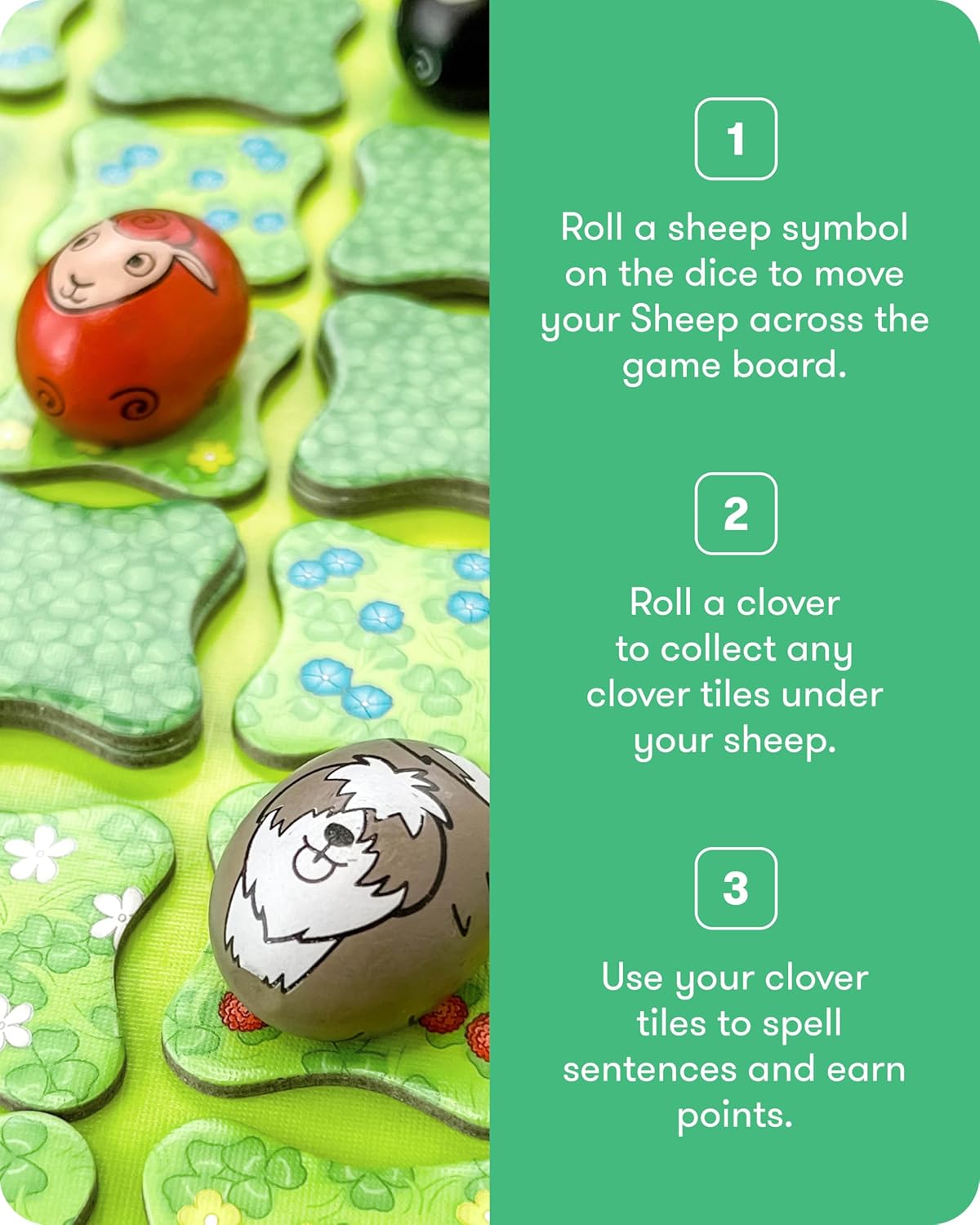 SimplyFun Clover Leap - Educational Vocabulary Game - Sentence Building for Kids, Develop Sentence Structure & Vocabulary Skills, Fun Learning Game for Families - 2-4 Players, Ages 5 & Up