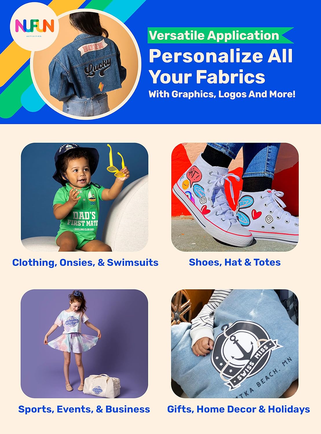 NuFun Activities Printable Iron-on Heat Transfer Paper for T Shirts, Dark Fabrics, 100 Sheets 8.5 x 11 inch, Long Lasting, Durable, Professional Quality, Easy DIY, Non-Toxic, Made In the USA