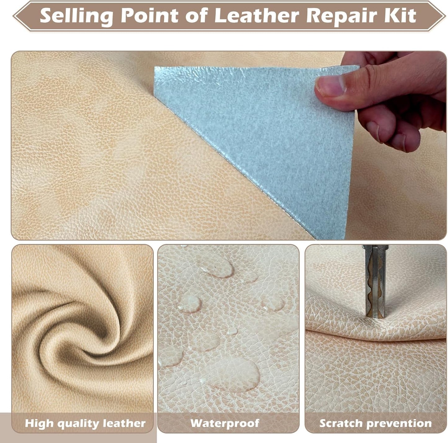 Leather Repair Tape, 23.6x79 inch Leather Patches for Furniture, Self Adhesive Leather Repair Patch for Sofas, Couches, Leather Covers, Seats, Chairs, Vinyl Repair Tape Retro Beige Yellow