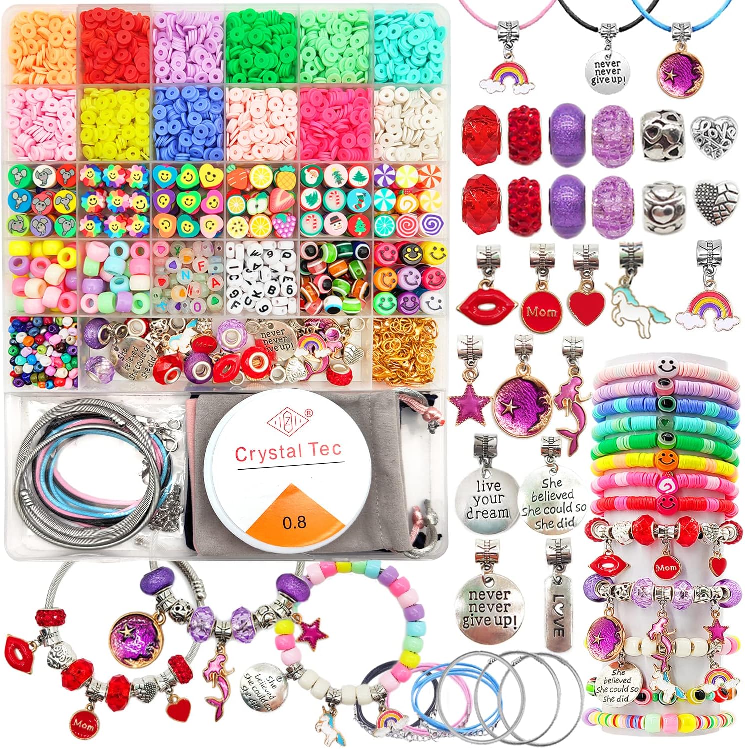 leitait Girls Toys Bracelet Making Kit - 3000pcs Charm Jewelry Making Kit Supplies,Easter Basket Stuffers,Unicorn/Mermaid Crafts Birthday Christmas Gifts for Girls Ages 5 6 7 8 9 10 11 12 Years Old