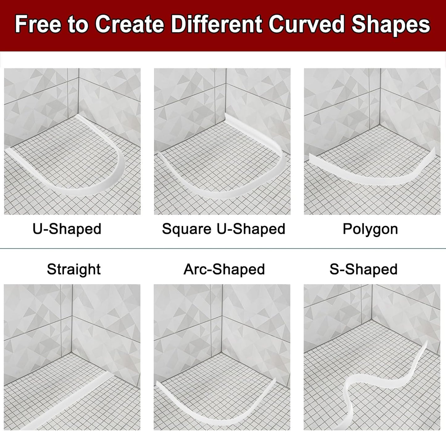 uxcell 197 Inch Flexible Quarter Round Molding Silicone Peel and Stick Trim Self Adhesive Shower Water Barrier for Corner Decor Bathroom Kitchen, Gray