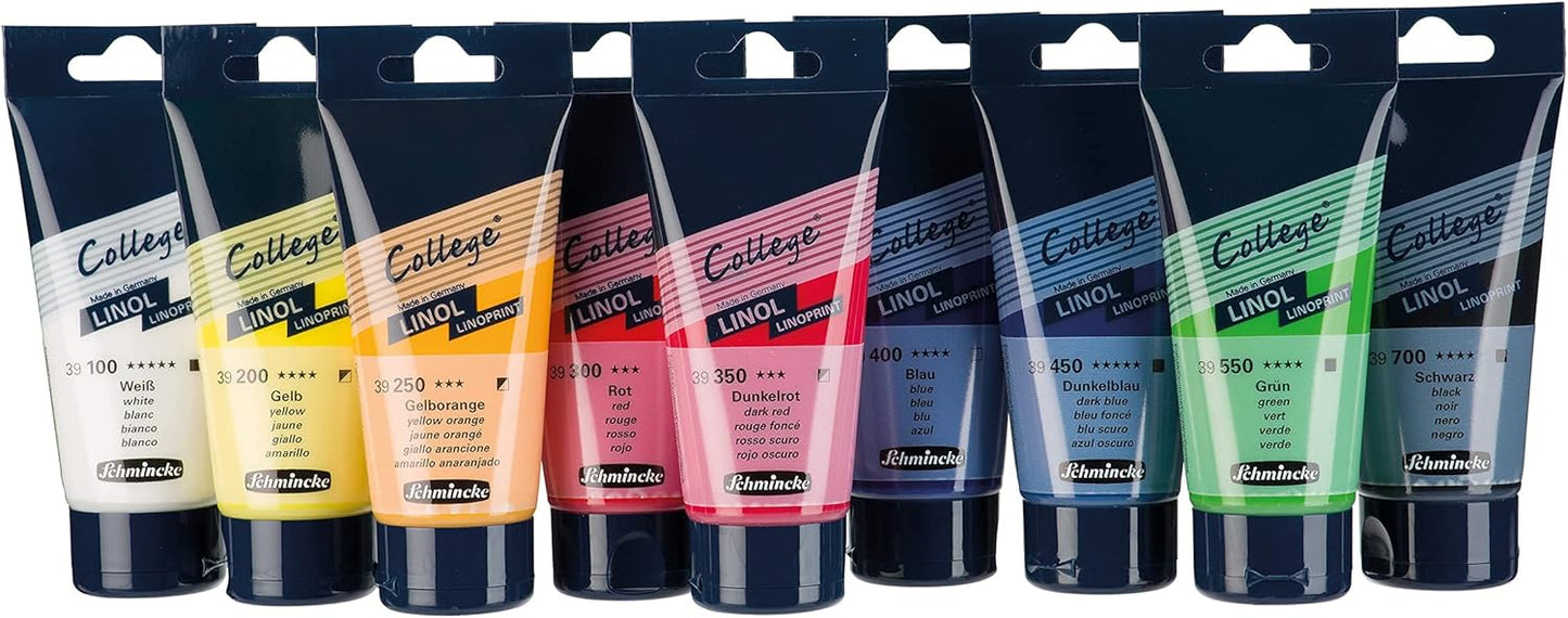 Schmincke - College Linol, Artists' lino Printing Inks, Dark Blue in 75 ml Tube, 39450013, Low-Odour Water-Based lino Printing Ink, lightfast, Even Print