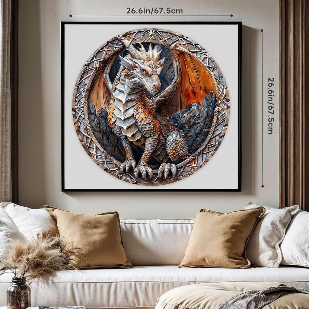 masseruon Round Puzzles for Adults 1000 Pieces-Dragon Puzzle-26.6x26.6in Jigsaw Puzzles with HD Matte Finish-Hard Impossible Difficult for Adult-Challenging Gift for Puzzle Lovers Home Decor