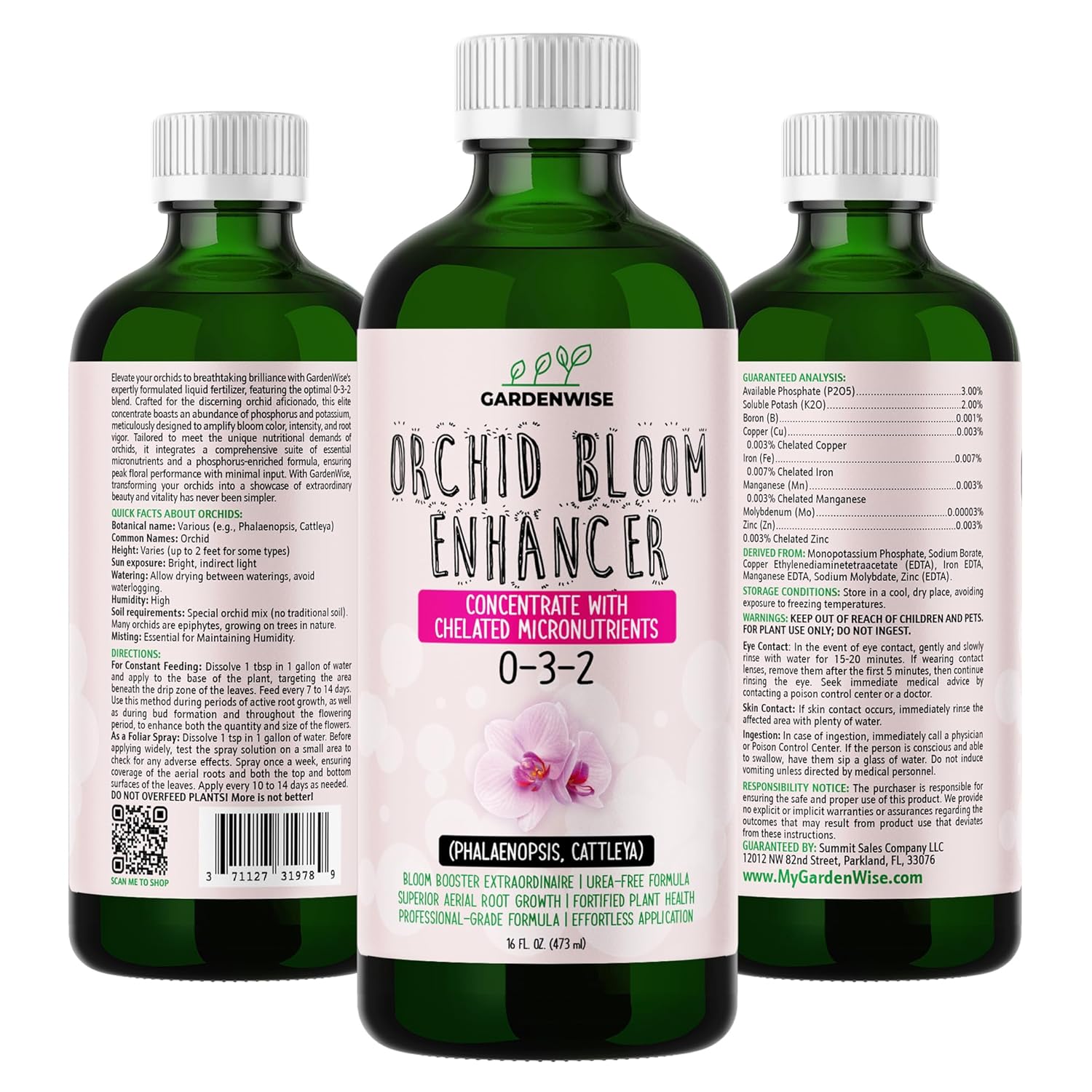 0-3-2 Giant Bloom: Orchid Bloom Enhancer - Orchid Bloom Booster - Orchid Food Fertilizer Concentrate - Chelated Nutrients for Healthy Flower & Reblooms (16 OZ)