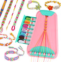 Friendship Bracelet Making Kit for Girls, Arts and Crafts Bracelets String Maker Kit for Kids Ages 8-12 Christmas Birthday Gifts (Pink with Green)
