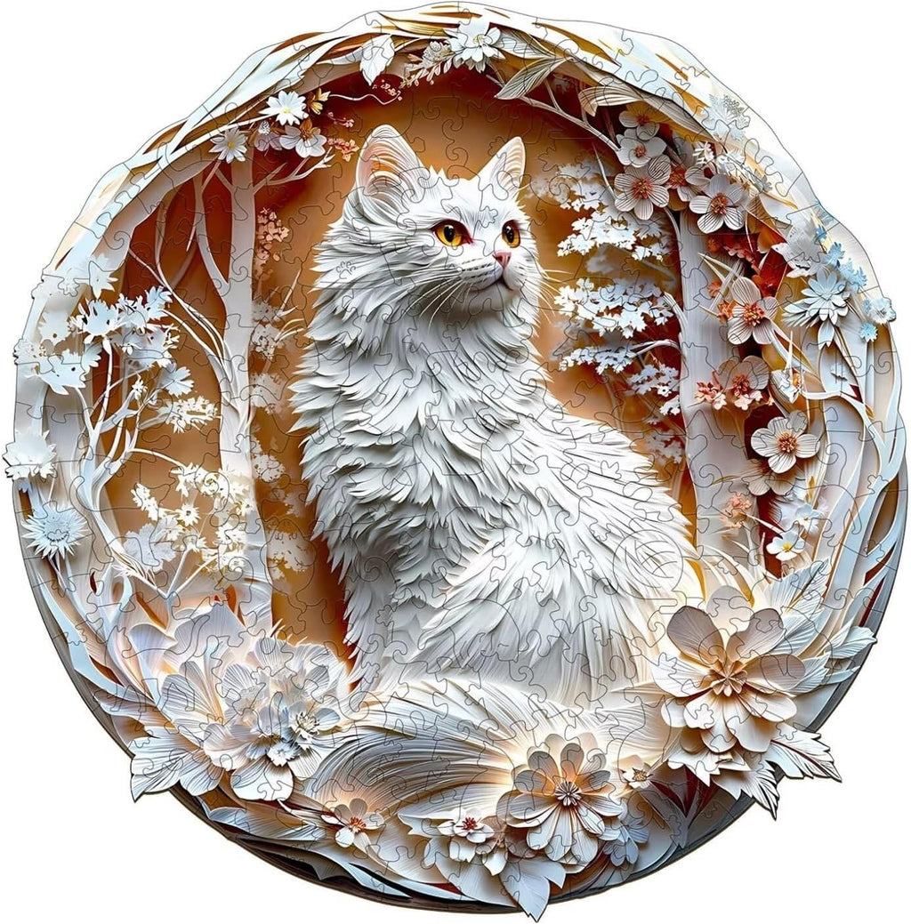 Wooden Puzzles Adults, 3D Cats Wooden Puzzles 200 Pieces, Unique Animal Shaped Wood Challenging Jigsaw Puzzles Gifts for Adults, 11.4x11.4in