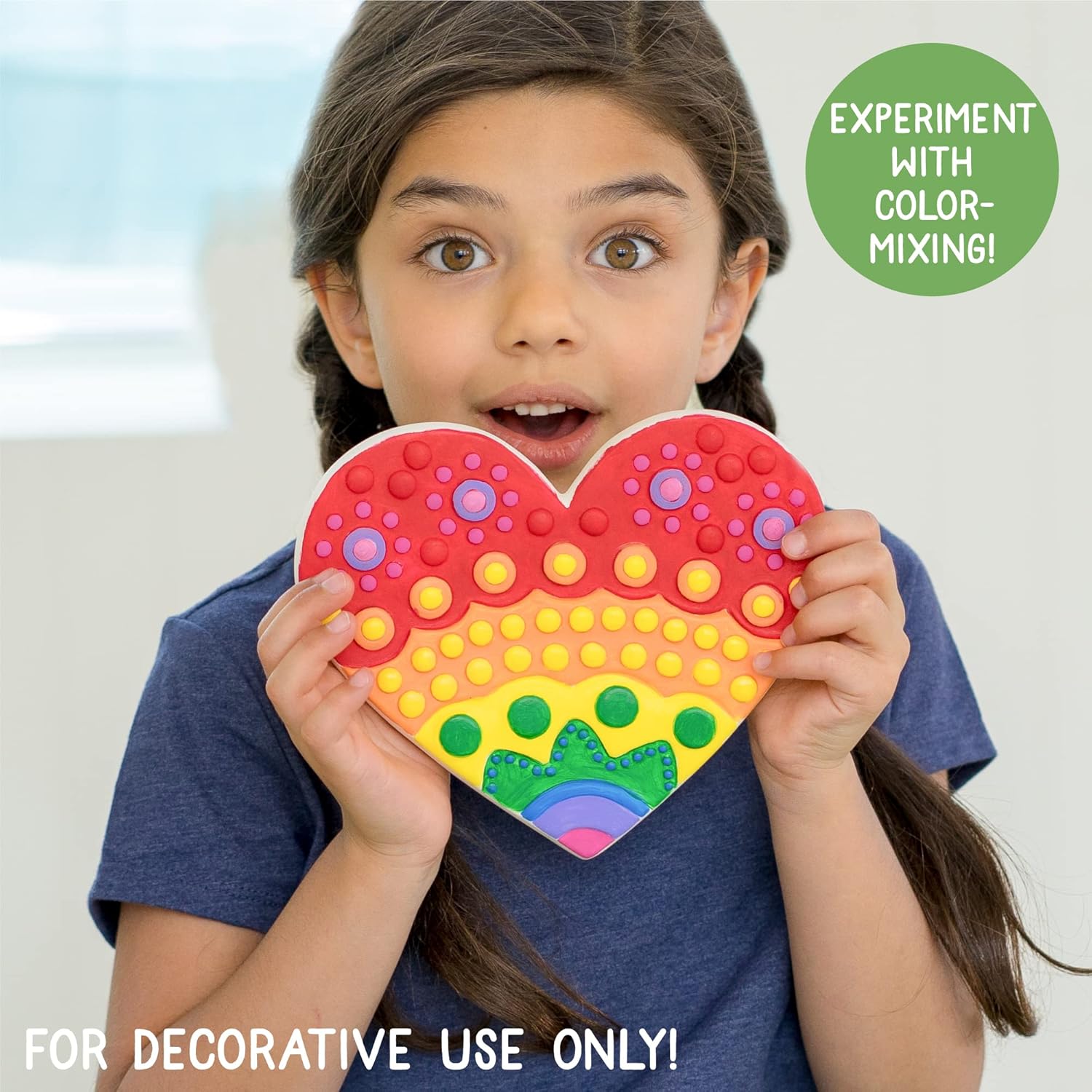 Creative Roots Paint Your Own Stepping Stones Multipack with Butterfly, Unicorn, & Heart, 3 Ceramic Stepping Stones (7 Inch Each), 18 Acrylic Paints, 3 Paintbrushes, Ages 8+