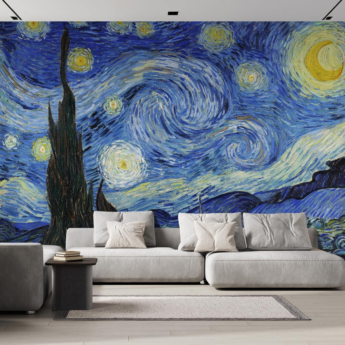 wall26 Wall Sticker/Wall Mural Starry Night by Vincent Van Gogh Dutch Impressionism, Not Peel and Stick, Non-Woven Wallpaper Decorative for Bedroom, Living Room,Office - 120x192 inches