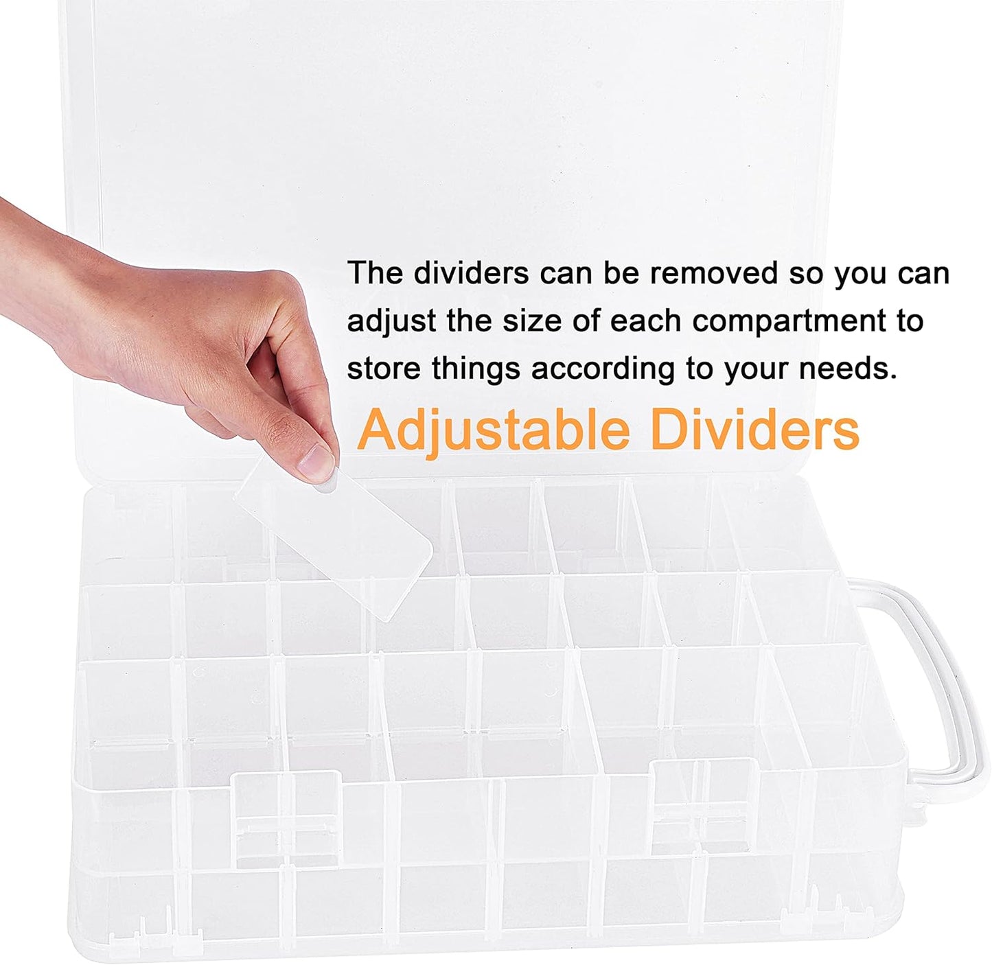 New brothread Double-Sided Storage Organizer/Box with Total 48 Adjustable Compartments, Removable Dividers for Embroidery and Sewing Threads, Embroidery Floss, Needles, Beads, Small Crafts & Toys