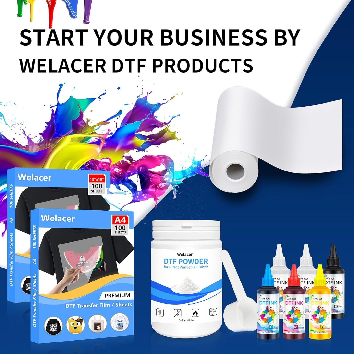 DTF Ink 500mlx6 for I3200 XP600 R1390 L1800, ET-8550, ET-2850, XP-15000, R2400, L800, 1430, P400, P800, R2000, Heat Transfer Ink Conversion Kit Refill for All DTF Printers, for DTF Film