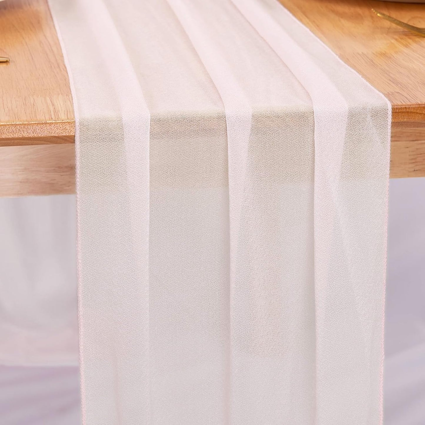 Ivory Chiffon Table Runners 10 FT Chiffon Cloth Runner for Wedding Party 12 x 120 Inches Sheer Boho Rustic Gauze Home Decor Restaurant Elegant Fabric Tabletop Runner Decorations