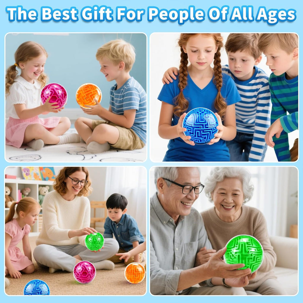 YongnKids 4 Pack 3D Puzzle Maze Ball Toys| Brain Teaser Puzzles Maze Game for Adults & Kids Ages 8-12 13+ Gifts, Games for Adults and Family Best- Easy & Medium & Hard Challenges