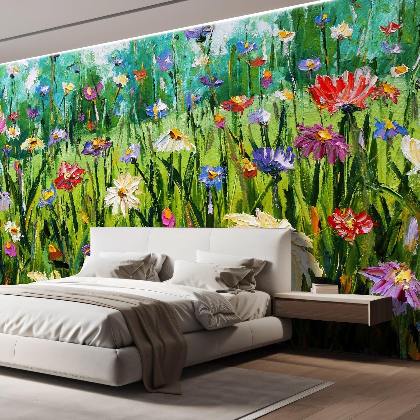 wall26 Wall Sticker/Wall Mural Wildflower Abstract, Not Peel and Stick, Non-Woven Wallpaper Decorative for Bedroom, Living Room, Office - 99x96 inches