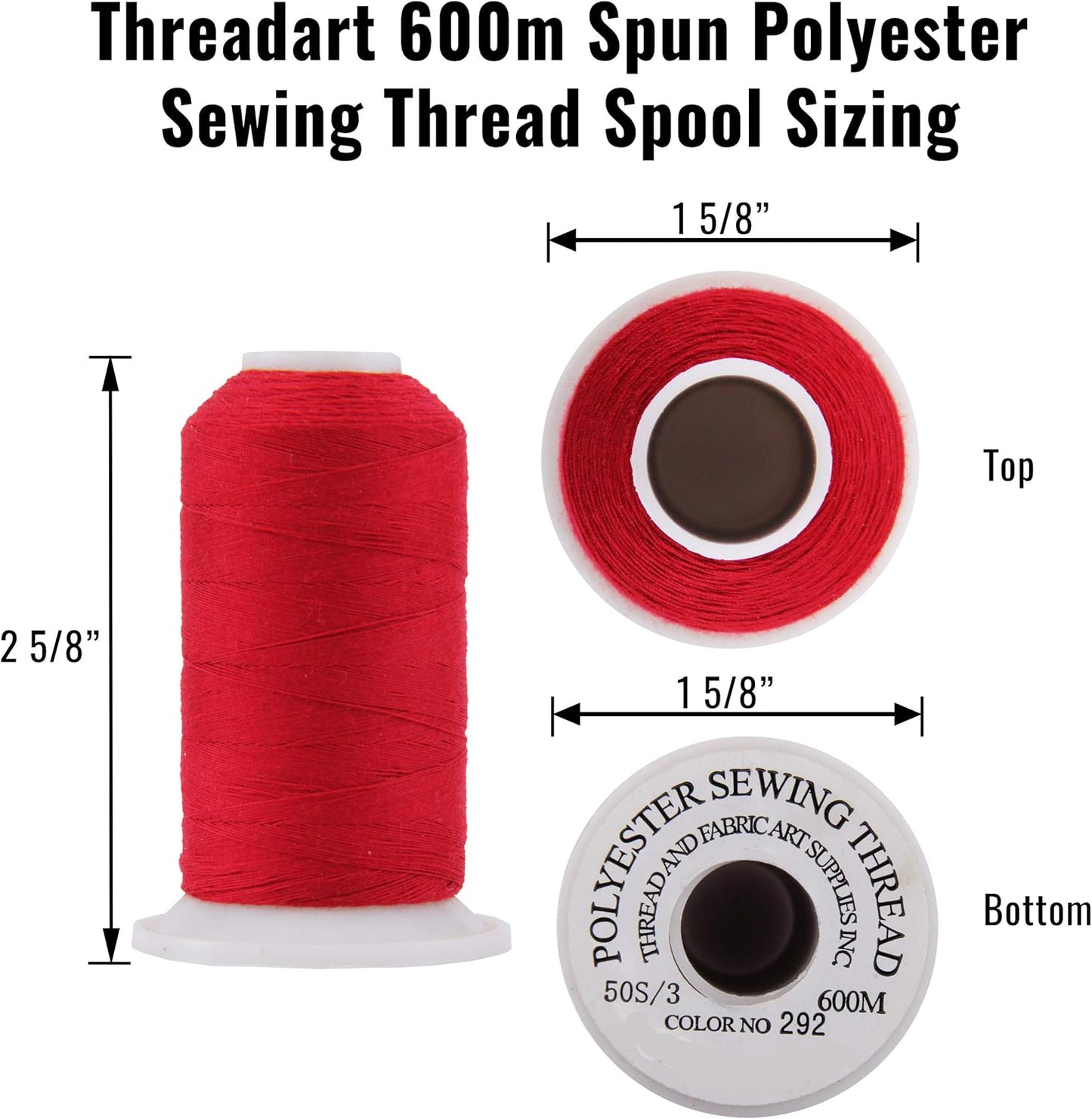 Threadart Polyester All-Purpose Sewing Thread - 600m - 50S/3 - Ecru