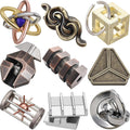 Wettarn 9 Pcs Metal Brain Teaser Puzzles Teaser 3D Steel Puzzle for Adults Unlock Interlocking Games IQ Education Smart Logic Test Toys for Adults Mind Challenge(Magic Style)