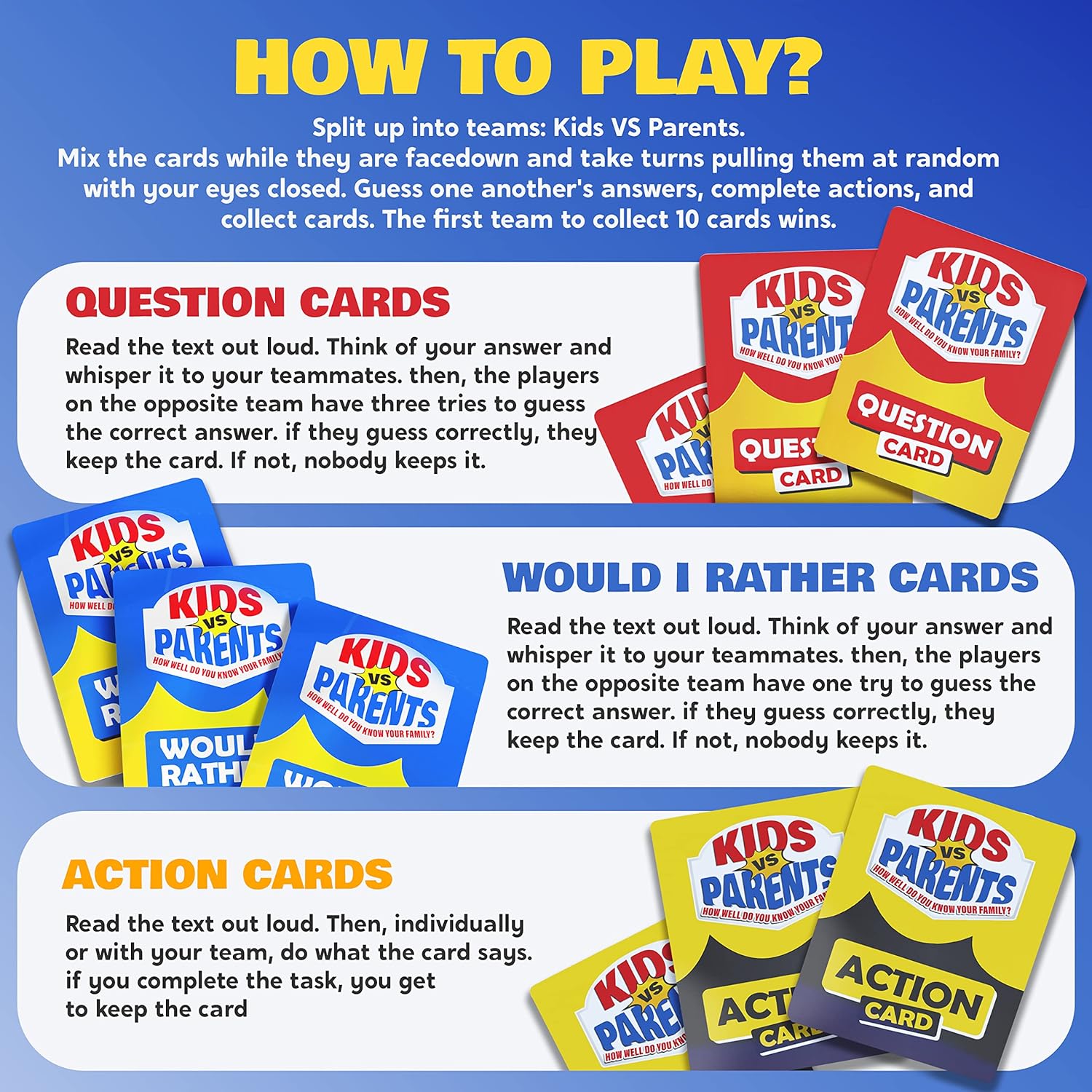 Kids VS Parents – A Hilarious Family Game with Conversation Starters & Fun Challenges – Card Game for Kids, Teens & Adults | Perfect for Game Night, Travel, or Gifts
