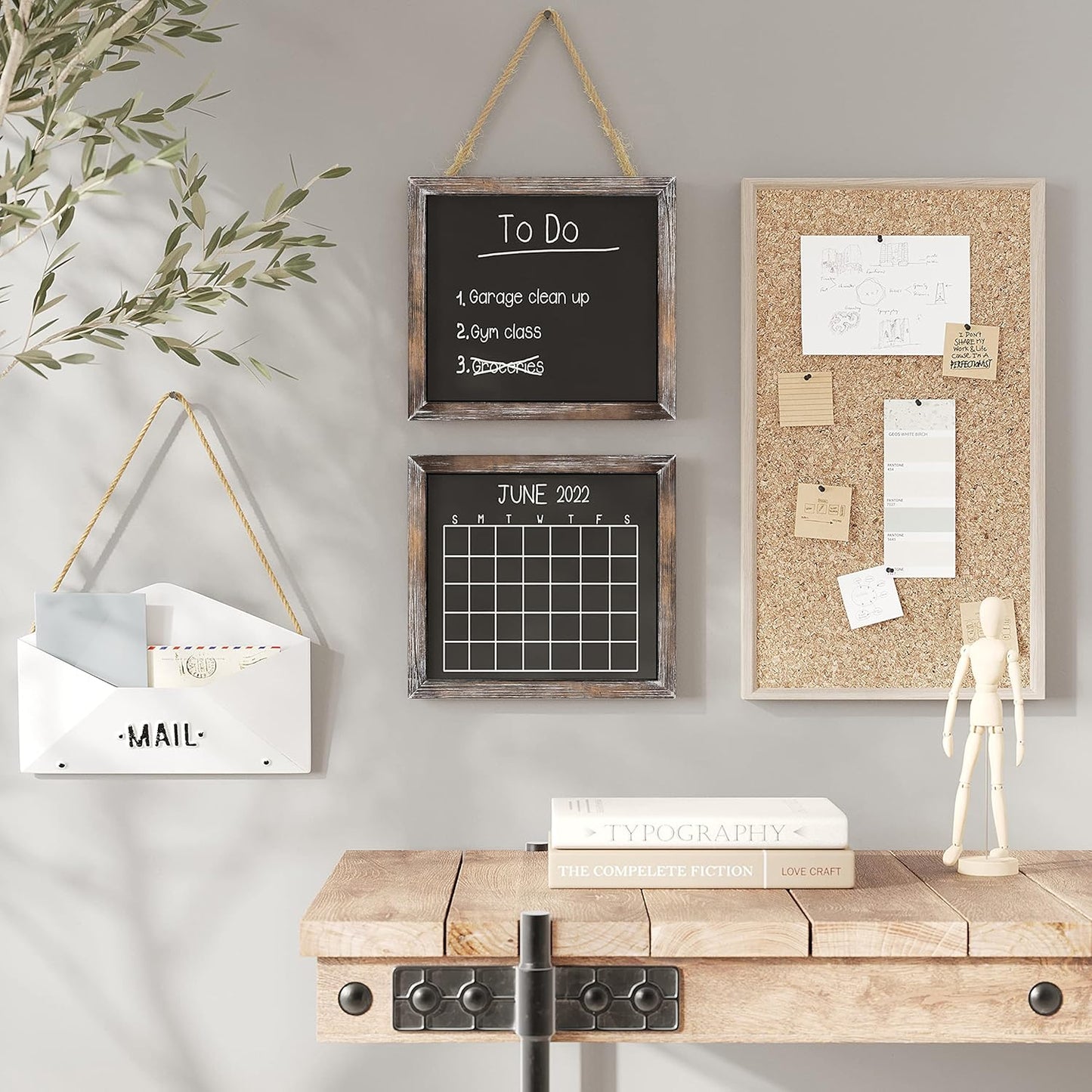 Barnyard Designs Magnetic Hanging Chalkboard Sign – Rustic Decorative Display Presentation Board for Office, School Supplies, Kitchen, Restaurant, Weddings and More, 11” x 10” (2 Pack)