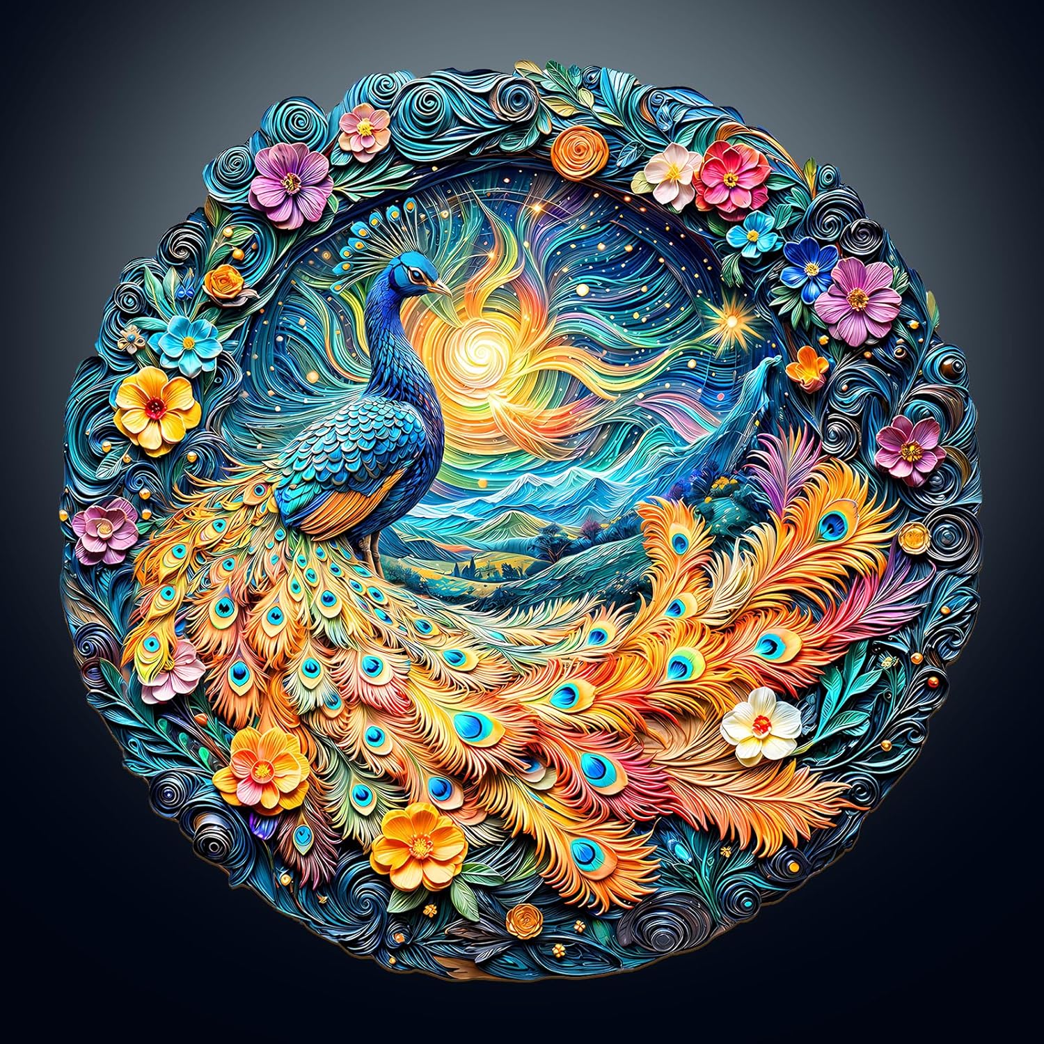 Wooden Puzzles for Adults,Peacock Puzzle, Unique Shaped Wooden Jigsaw Puzzles for Adults, Family Puzzle(11.4 * 11.4 in 200pcs)