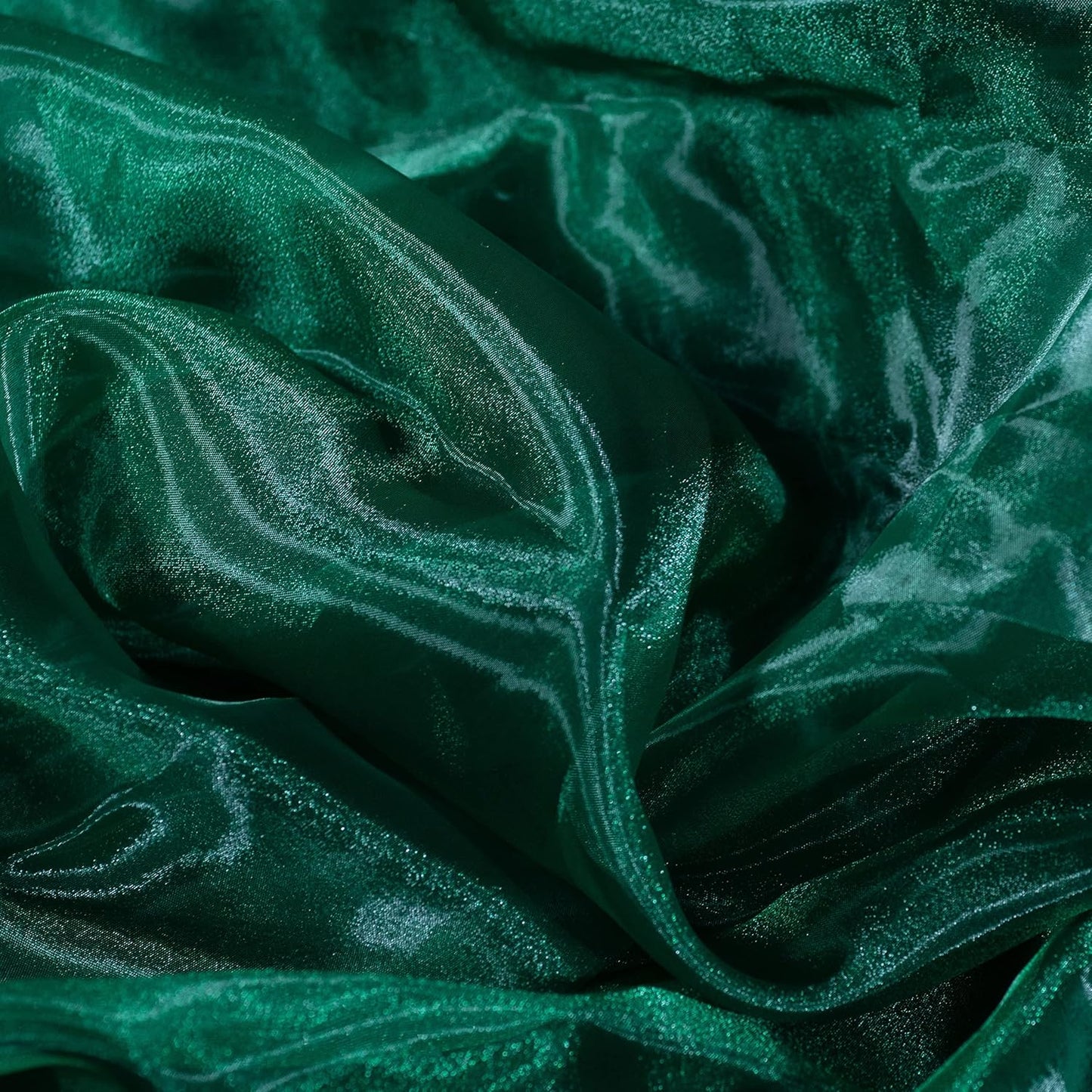 Fynite Organza Fabric | 10 Yards Long | 44" Wide | Bridal Solid Organza Bolt for Wedding Dress Fashion Craft Decorations - Silky Shiny Sheer Organza - Hunter Green
