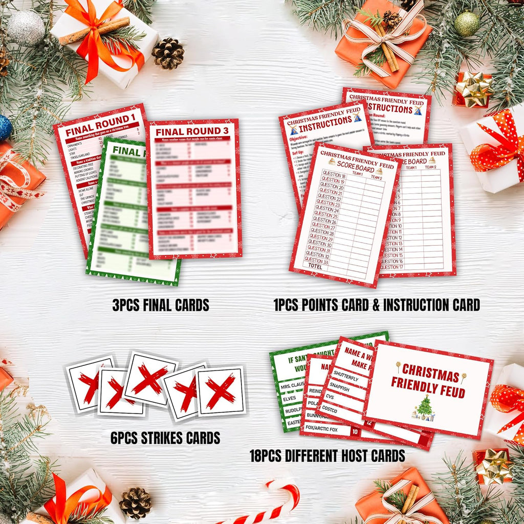 Christmas Friendly Feud Game, Funny Christmas Party Games, Friendly Feud Trivia Quiz for Family, Winter Xmas Holiday Party Supplies for Adults -09
