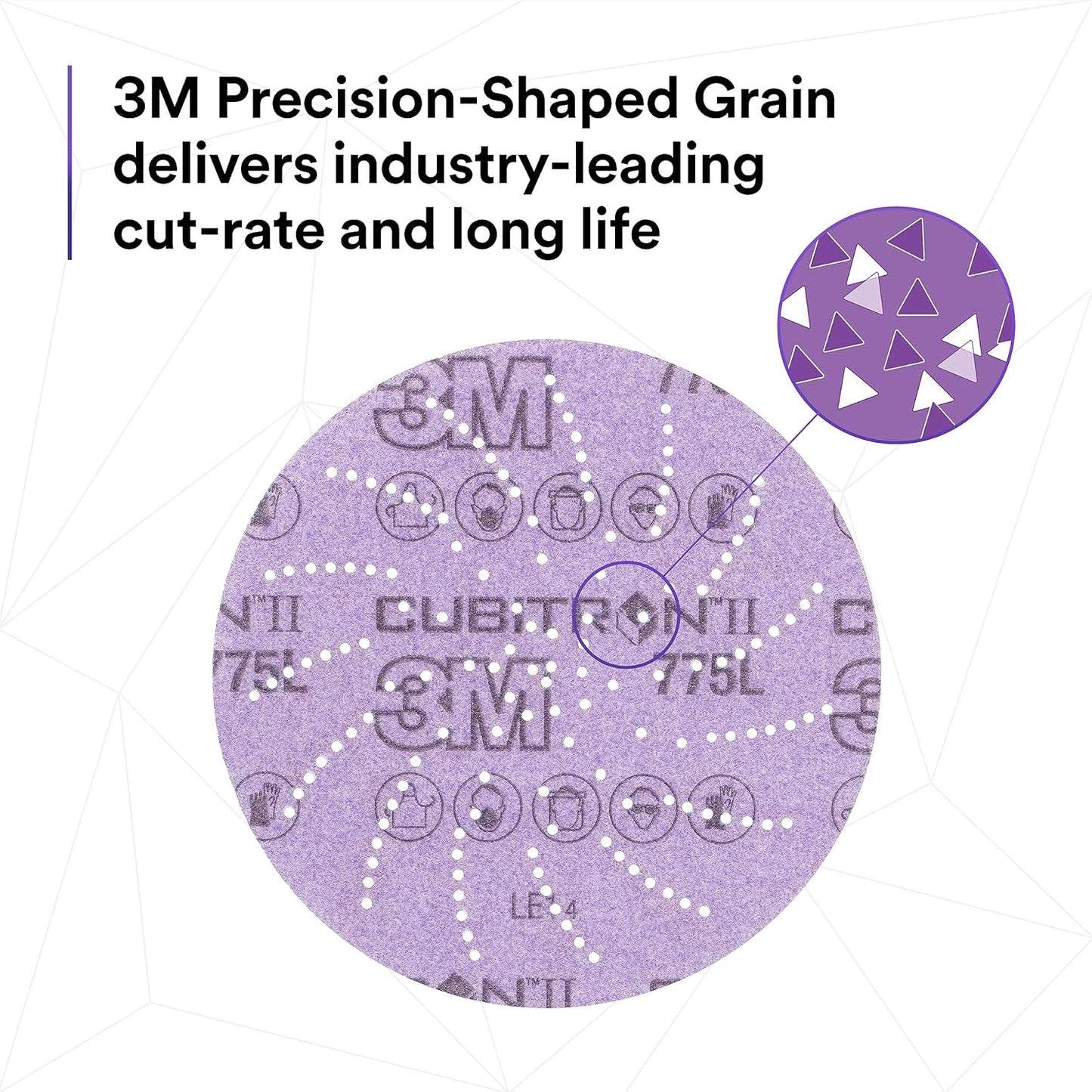 3M Xtract Cubitron II Hookit Clean Sanding Film Disc 775L, 180+, 5 in, Pack of 50 Hook and Loop Sanding Discs for Paint Preparation and Removal, General Sanding, Refining, Blending, and Featheredge
