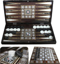 Park Oz Pearl Premium Turkish Backgammon and Checkers Set 19 Inch Handmade 2 in 1 Wooden Board Game with Glossy Finish Luxury Checkers and Dice Travel Friendly and Foldable