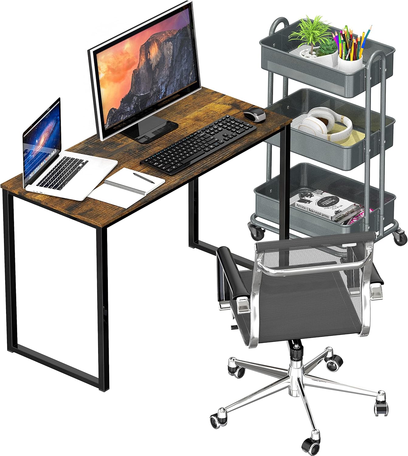 SHW Mission 32-Inch Home Office Computer Desk, Rustic Brown