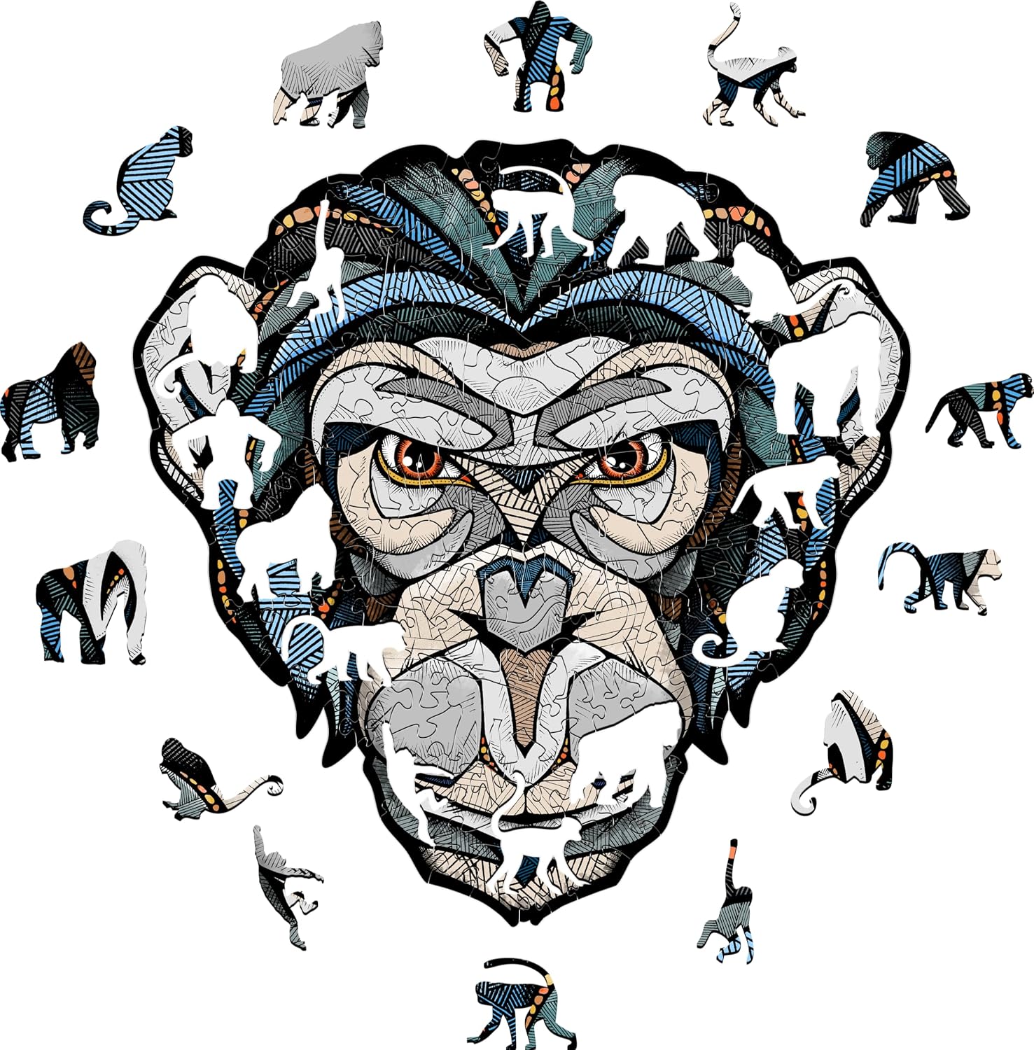 EWA Home Décor – Chimp (Chimpanzee) Small 110 Pieces – Wooden Jigsaw Puzzle for Adults – Perfect for Artistic Home Decoration and Mindful Relaxation