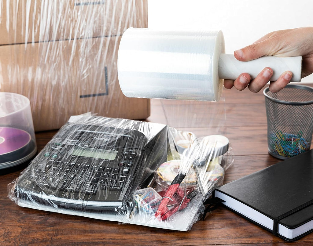 (R) Stretch Wrap 5" x 1000' Roll With Handle, 80 Gauge Extra Thick Durable Self-Adhering Plastic Wrap for Moving, Packing Wrap Industrial Strength, Clear Plastic Pallet Shrink (2 Pack)