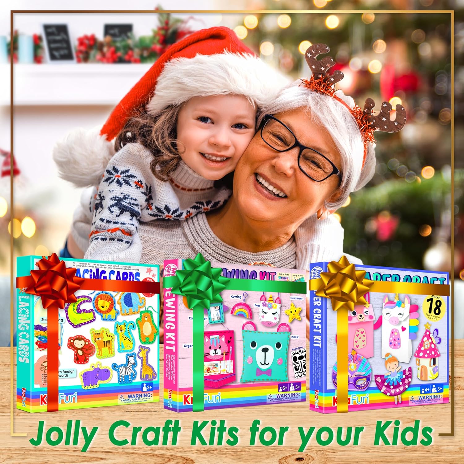 KRAFUN My First Felt Kit Animal Craft Kit for Kids and Toddlers, Boys and Girls Age 3-8 Years Old, Include 6 DIY Handmade Arts and Crafts Projects, Activities Supplies Box Preschool Creative Toys