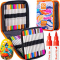 ARTISTRO 60 Dual Tip Brush + Fine Acrylic Paint Markers - Easy for All Ages & Levels Paint Pens for Fabric, Rock, Glass, DIY - Halloween Pumpkin Painting Kit, Art Supplies, Christmas Gift