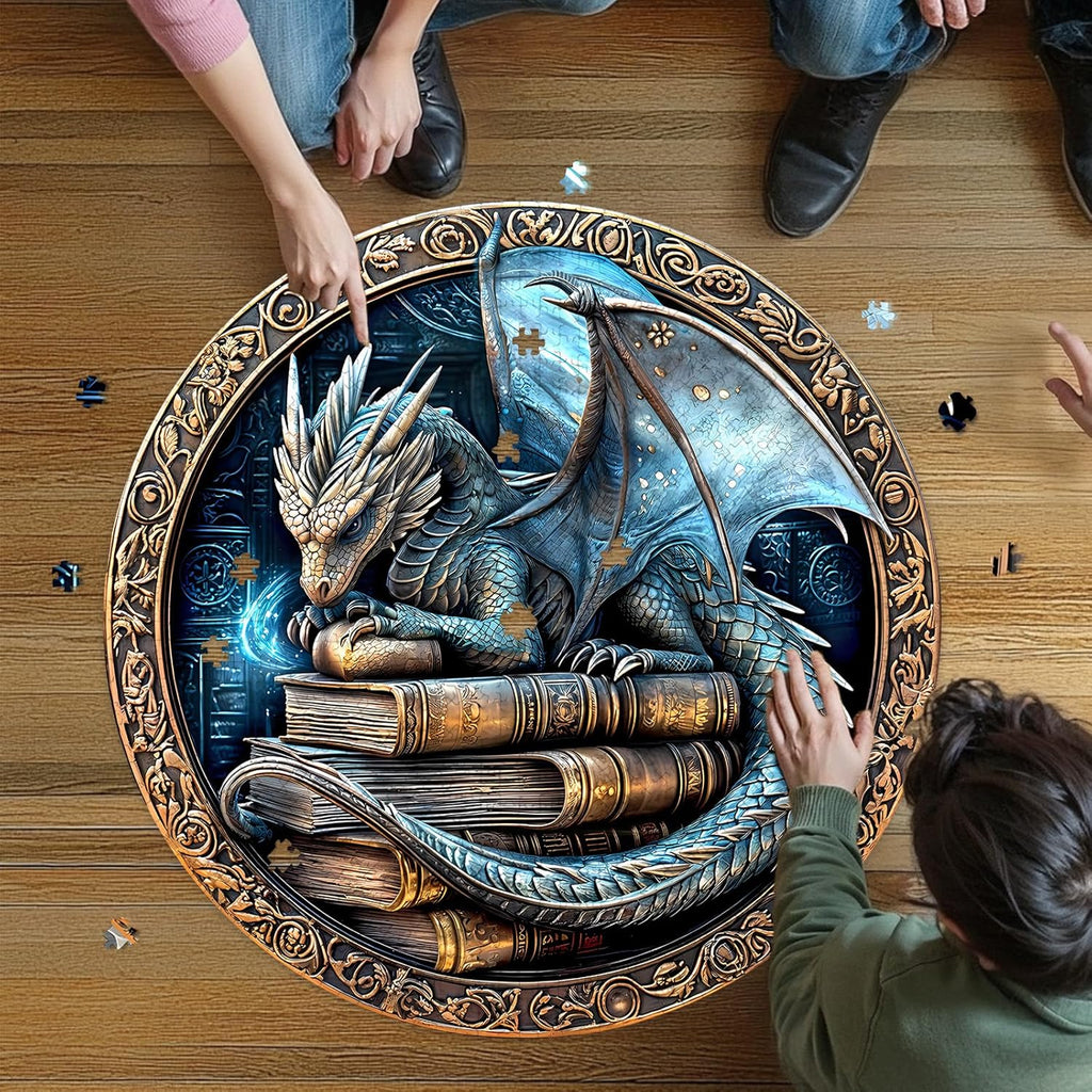 Round Puzzles for Adults 1000 Pieces, Hard Difficult Challenging Puzzles for Adults, Ancient Dragon Jigsaw Puzzles 1000 Pieces for Seniors, 3D Visual Flat Puzzle (26.6 x 26.6in)