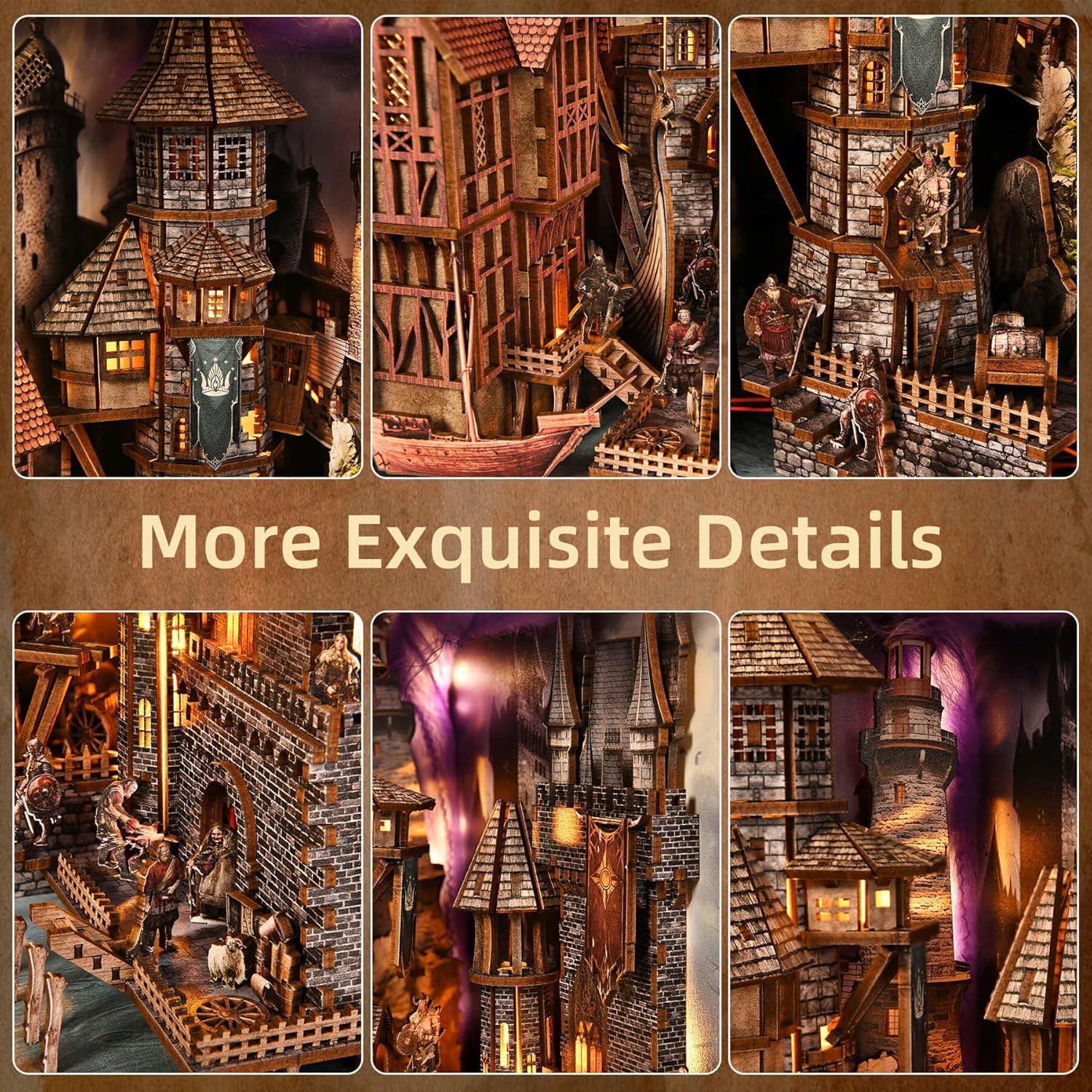 Book Nook Kit - DIY Miniature House Dollhouse Kit for Adults and Teens, Medieval Fantasy Viking Theme Bookshelf Decor 3D Wooden Puzzle Bookend, Gifts for Family, Friends (Voyage Through The Storm)