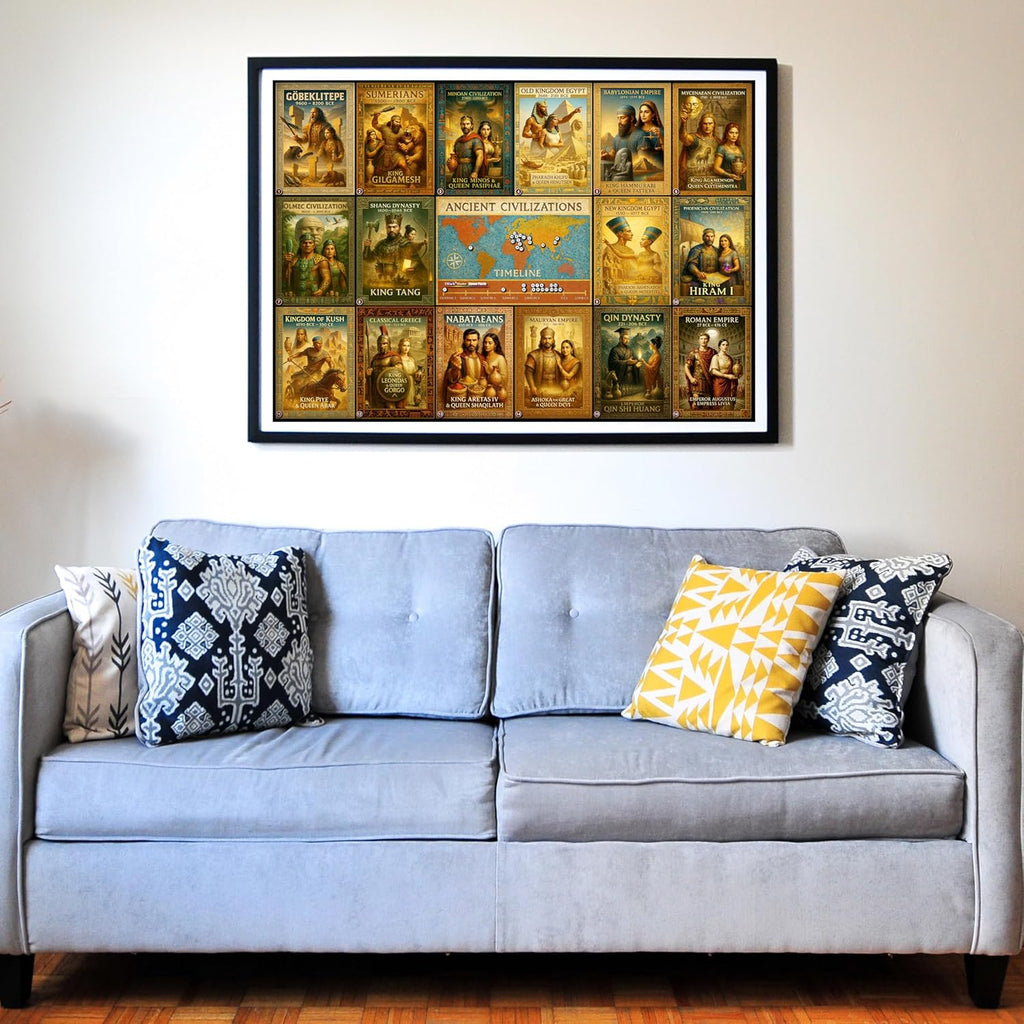 Think2Master Ancient Civilizations World History Jigsaw Puzzle 500 Pieces Large Format for Kids 12+, Teens, Adults & Families. Great Gift. Historical Timeline & World Map. Size: 26.8” X 18.9”