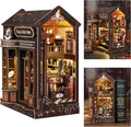 ISSEVE Book Nook Kit - DIY Miniature Dollhouse Booknook for Adults Teen, 3D Wooden Puzzle Tiny House Kit Bookshelf Decor, Gifts for Men Women Halloween Christmas Birthday (Coffee Shop)