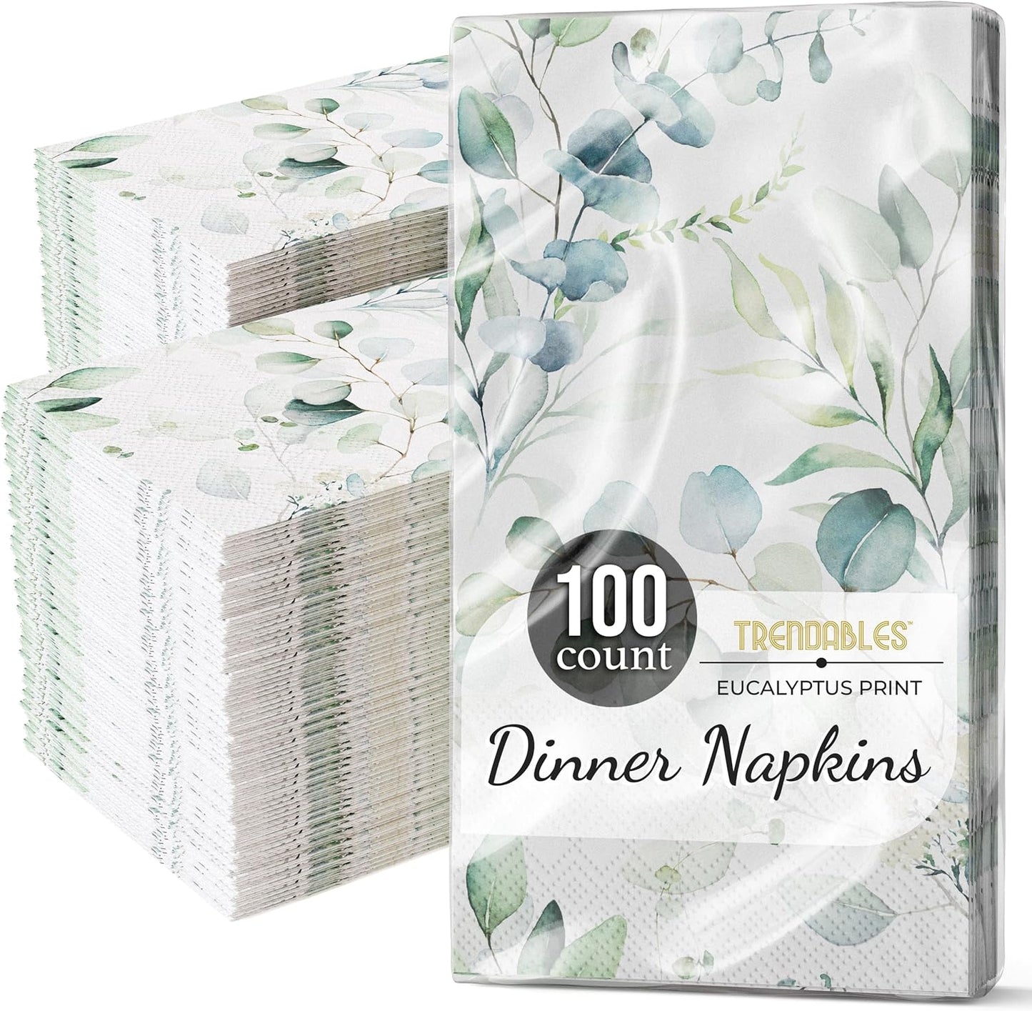Trendables Sage Green Napkins for decoupage 100 Pcs 3 Ply Eucalyptus Napkins Decorative Guest Towels Disposable Bathroom, Flower Design For Tea Party Decorations, Dinners & Weddings