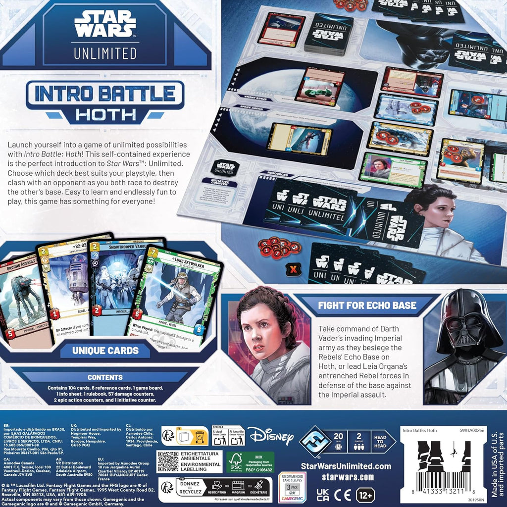 Asmodee Star Wars: Unlimited TCG - Intro Battle Hoth - Easy-to-Learn Trading Card Game Starter Set with Pre-Built Vader & Leia Decks for Kids & Adults, Ages 12+, 2+ Players, 20 Min Playtime